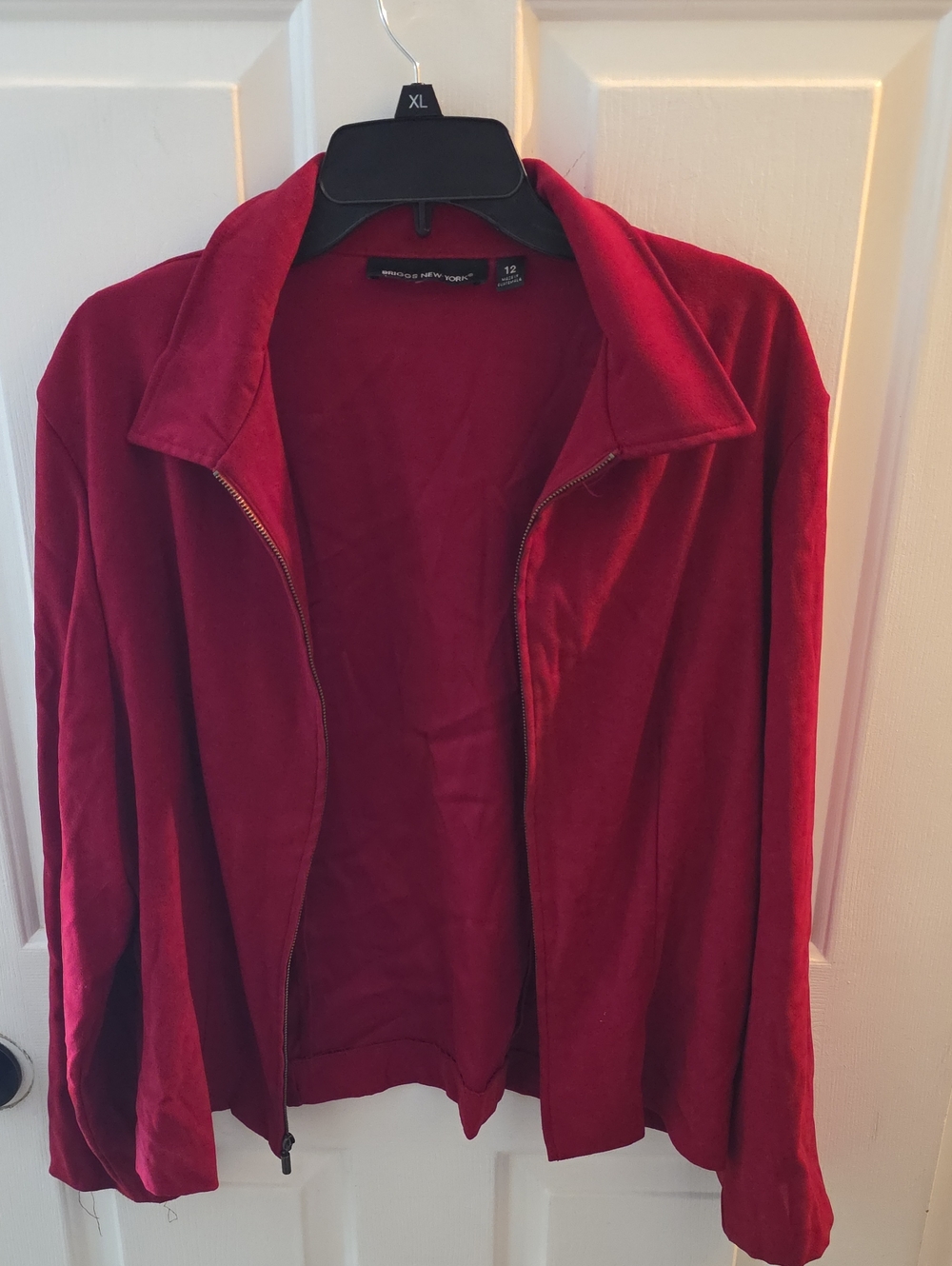 Briggs New York Plush Red Velour Zip Jacket